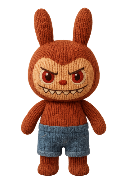 Knitted Labubu Character Black Unique Tee